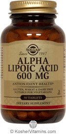 Solgar Kosher Alpha Lipoic Acid 600 mg  50 Tablets