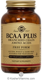 Solgar Kosher BCAA Plus (Branched Chain Amino Acids) 100 Vegetable Capsules