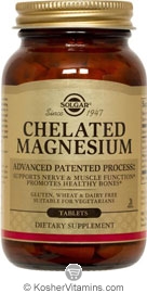 Solgar Kosher Chelated Magnesium  100 Tablets