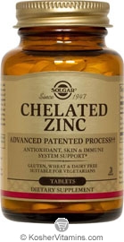 Solgar Kosher Chelated Zinc 250 Tablets