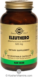 Solgar Kosher Eleuthero (Formerly Known As Siberian Ginseng ) 520 mg 100 Vegetable Capsules