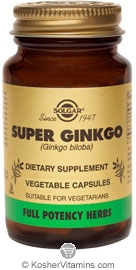 Solgar Kosher FP Super Ginkgo 60 Mg  120 Vegetable Capsules