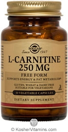 Solgar Kosher L-Carnitine 250 mg 30 Vegetable Capsules