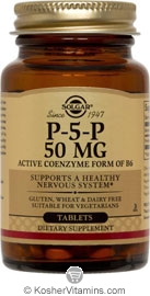 Solgar Kosher P-5-P (Pyridoxal 5 Phosphate) 50 mg 100 Tablets