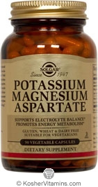 Solgar Kosher Potassium Magnesium Aspartate 90 Vegetable Capsules