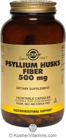 Solgar Kosher Psyllium Husks Fiber 500 mg 500 Vegetable Capsules