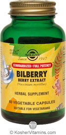 Solgar SFP Bilberry Berry Extract Vegetarian Suitable Not Certified Kosher 60 Vegetable Capsules