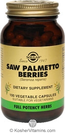 Solgar Kosher FP Saw Palmetto Berries 100 Vegetable Capsules