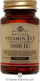 Solgar Kosher Vitamin D3 (Cholecalciferol) 1000 IU 90 Tablets