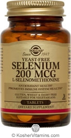 Solgar Kosher Yeast Free Selenium 200 mcg 100 Tablets