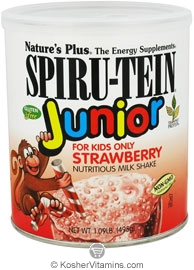 Nature`s Plus Kosher Spiru-Tein Junior Children&rsquo;s Nutritious Milk Shake Strawberry Flavor 1 LB.