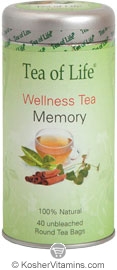 Tea Of Life Kosher 100% Natural Wellness Tea Memory 40 Tea Bags