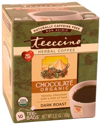 Teeccino Kosher Herbal Coffee Organic Maya Chocolate Star-K 10 Tea Bags