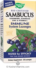 Natures Way Kosher Sambucus Black Elderberry Immune System Lozenges 30 Lozenges