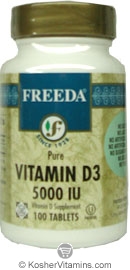 Freeda Kosher Vitamin D3 5000 IU 250 Tablets