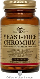 Solgar Kosher Yeast-Free Chromium 100 mcg (as Trivalent Chromium Picolinate) 90 Tablets