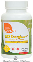 Zahlers Kosher B12 Energizer 5000 mcg Raspberry Flavor  120 Lozenges
