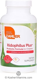 Zahlers Kosher Kidophilus Plus (Chewable Probiotic Formula) 10 Billion Live & Active CFUs 180 Chewable Tablets