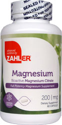Zahlers Kosher Magnesium Citrate 200 mg 60 Capsules