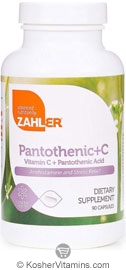 Zahlers Kosher Pantothenic Acid + Vitamin C 90 Capsules
