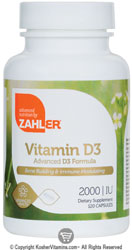 Zahlers Kosher Vitamin D3 2000 IU 120 Capsules