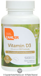 Zahlers Kosher Vitamin D3 5000 IU 120 Capsules