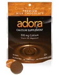 Adora Kosher Calcium 500 Mg with Vitamin D3 & Magnesium Milk Chocolate Dairy 30 Disks