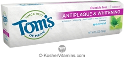 Toms Of Maine Kosher Natural Antiplaque and Whitening Fluoride-Free Toothpaste Spearmint Pack of 6 5.5 OZ