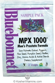 Bluebonnet Kosher MPX 1000 Men&rsquo;s Prostate Formula - Free with a $49 Purchase 1 Pack