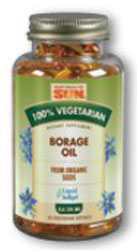 Health From The Sun Organic Borage Oil - 1000 mg. With GLA 200 mg Omega-6,9 100% Vegetarian Suitable not Certified Kosher 60 Vegetarian Softgels