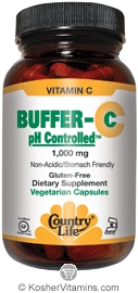 Country Life Kosher Buffer-C pH Controlled 1000 Mg 60 Vegetarian Capsules