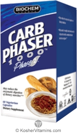Biochem Carb Phaser 1000 Vegetarian Suitable not Certified Kosher 120 Vegetarian Capsules