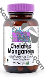 Bluebonnet Kosher Albion Chelated Manganese 10 mg 90 Vcaps