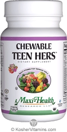 Maxi Health Kosher Chewable Teen Hers Multi Vitamin Fruit Punch 90 Chewable Tablets