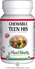 Maxi Health Kosher Chewable Teen His Multi Vitamin Fruit Punch Flavor 180 Chewable Tablets