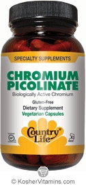 Country Life Chromium Picolinate 200 Mcg 100 Vegetarian Capsules