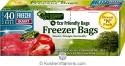 Green N Pack Eco Friendly Freezer Zipper Bags Quart 40 Bags