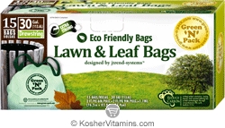 Green N Pack Eco Friendly Lawn & Leaf Bags with Drawstring 30 Gallon 15 Bags