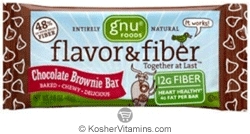 Gnu Foods Kosher Flavor & Fiber Bar Chocolate Brownie Dairy 16 Bars