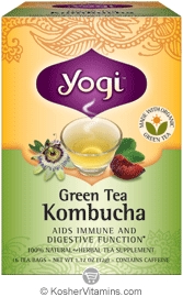 Yogi Tea Kosher Organic Green Tea Kombucha  16 Tea Bags
