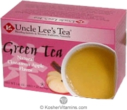 Uncle Lees Tea Kosher Green Tea Natural Cinnamon Apple 20 Tea Bags