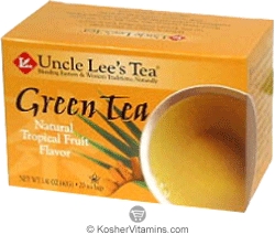 Uncle Lees Tea Kosher Green Tea Natural Tropical Fruit Flavor 20 Tea Bags