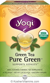 Yogi Tea Kosher Green Tea Pure Green - Formerly Organic Simply Green Tea 16 Tea Bags