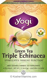 Yogi Tea Kosher Organic Green Tea Triple Echinacea 16 Tea Bags