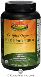 Manitoba Harvest Kosher Organic Hemp Pro Fiber - Whole Food High Fiber Protein Powder 32 OZ