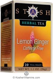 Stash Tea Kosher Premium Caffeine Free Herbal Tea Lemon Ginger - Case Of 6 20 Tea Bags