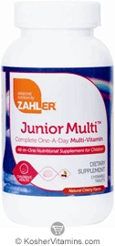 Zahlers Kosher Junior Multi (Chewable Complete One-Daily Multi-Vitamin) Cherry Flavor 90 Chewable Tablets
