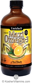 Maxi Health Kosher EnricheD Maxi Omega-3 Liquid Fish Oil with Vitamin E & D3 Orange Burst  BUY 1 GET 1 FREE  8 OZ