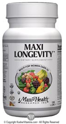 Maxi Health Kosher Maxi Longevity Multi Vitamin & Mineral for Women Over 50 120 MaxiCaps