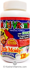 Uncle Moishy Kosher Chewable Multi-Vitamin Mineral Jellies with Choline 120 Jellies